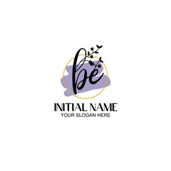 Initial letter BE beauty handwriting logo vector
