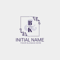 Initial letter BK beauty handwriting logo vector