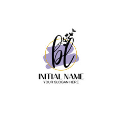 Initial letter BL beauty handwriting logo vector