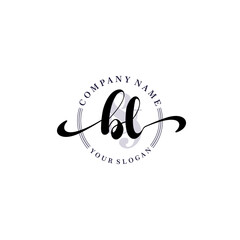 BL Initial handwriting logo vector. Hand lettering for designs.