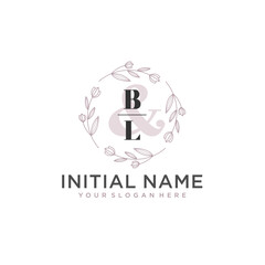 Initial letter BL beauty handwriting logo vector