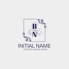 Initial letter BN beauty handwriting logo vector