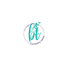 Initial letter BT beauty handwriting logo vector