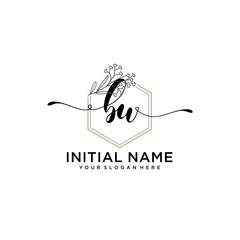 Initial letter BU beauty handwriting logo vector