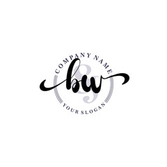 BW Initial handwriting logo vector. Hand lettering for designs.