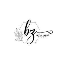 Initial letter BZ beauty handwriting logo vector