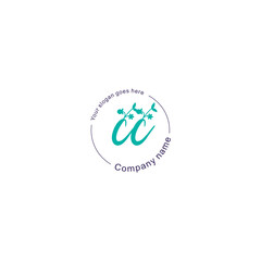 Initial letter CC beauty handwriting logo vector
