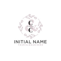 Initial letter CC beauty handwriting logo vector