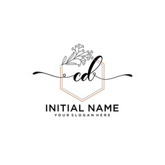 Initial letter CD beauty handwriting logo vector