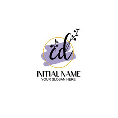 Initial letter CD beauty handwriting logo vector