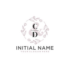 Initial letter CD beauty handwriting logo vector