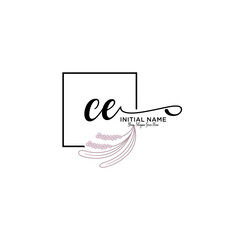 Initial letter CE beauty handwriting logo vector