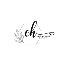 Initial letter CH beauty handwriting logo vector