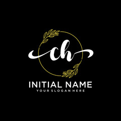 CH Initial handwriting logo vector. Hand lettering for designs.