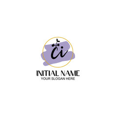 Initial letter CI beauty handwriting logo vector