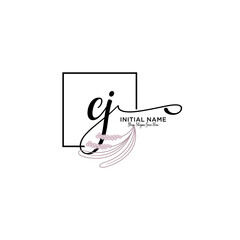 Initial letter CJ beauty handwriting logo vector