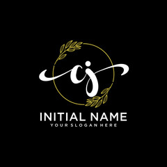 CJ Initial handwriting logo vector. Hand lettering for designs.