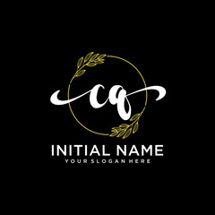 CQ Initial handwriting logo vector. Hand lettering for designs.