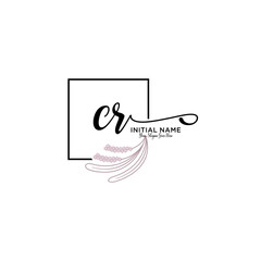 Initial letter CR beauty handwriting logo vector