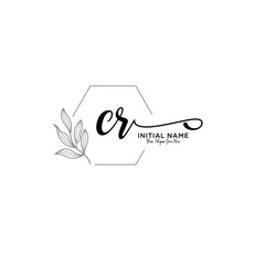 Initial letter CR beauty handwriting logo vector