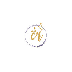 Initial letter CR beauty handwriting logo vector