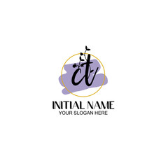 Initial letter CT beauty handwriting logo vector