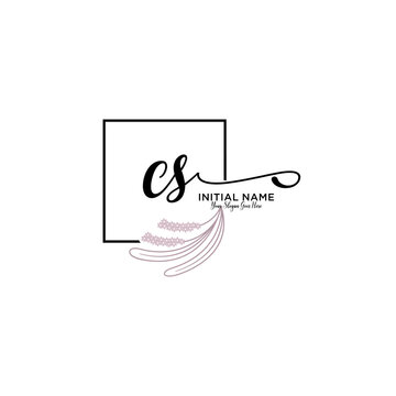 Initial letter CS beauty handwriting logo vector