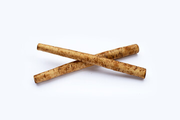 Burdock Root (Gobo) on white background.
