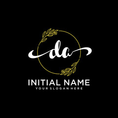 DA Initial handwriting logo vector. Hand lettering for designs.