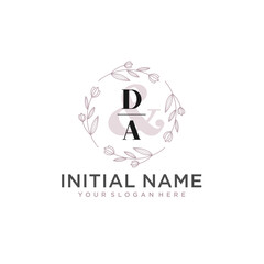 Initial letter DA beauty handwriting logo vector