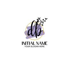 Initial letter DB beauty handwriting logo vector