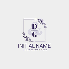 Initial letter DG beauty handwriting logo vector