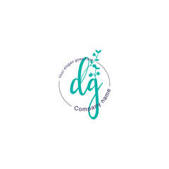 Initial letter DG beauty handwriting logo vector