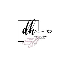 Initial letter DH beauty handwriting logo vector