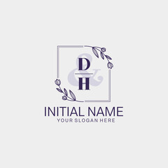 Initial letter DH beauty handwriting logo vector