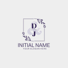 Initial letter DJ beauty handwriting logo vector