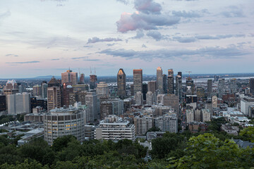 Montreal skyline, view from the Mont Royal viewpoint in Montreal, Quebec - obrazy, fototapety, plakaty