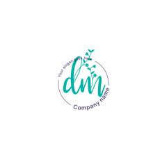 Initial letter DM beauty handwriting logo vector