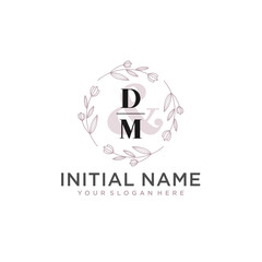 Initial letter DM beauty handwriting logo vector