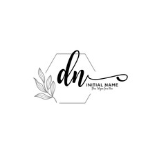 Initial letter DN beauty handwriting logo vector