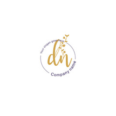 Initial letter DN beauty handwriting logo vector
