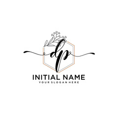Initial letter DP beauty handwriting logo vector