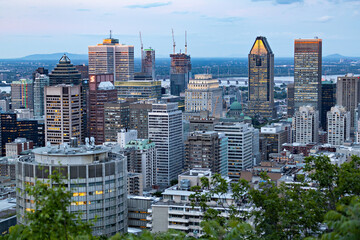 Montreal skyline, view from the Mont Royal viewpoint in Montreal, Quebec