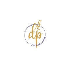 Naklejka premium Initial letter DP beauty handwriting logo vector