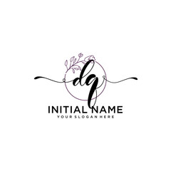 Initial letter DQ beauty handwriting logo vector