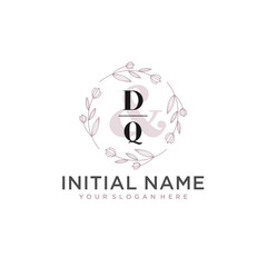Initial letter DQ beauty handwriting logo vector