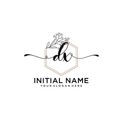 Initial letter DX beauty handwriting logo vector