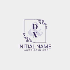 Initial letter DX beauty handwriting logo vector