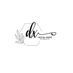 Initial letter DX beauty handwriting logo vector