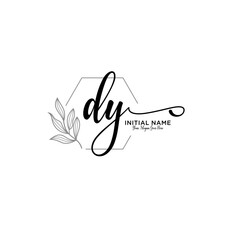 Initial letter DY beauty handwriting logo vector